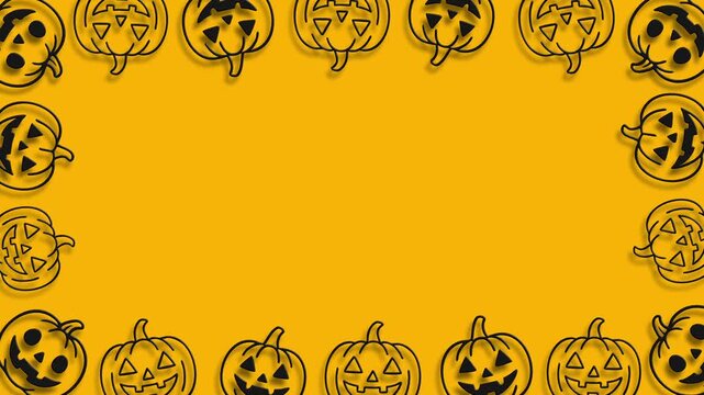 Halloween pumpkin frame border on yellow background for spooky videos