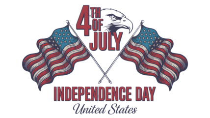 Vintage style illustration celebrating the 4th of july independence day in the united states isolated on transparent background