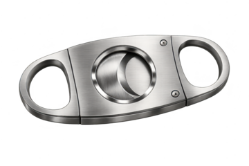 Silver cigar cutter with transparent background in elegant style.