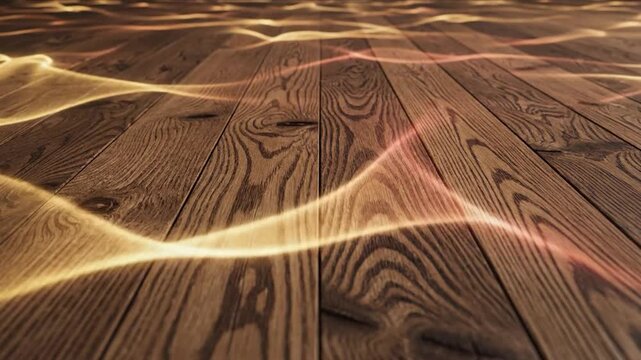 Beautiful wooden floor with grain pattern and light reflection