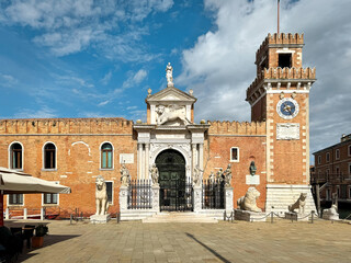 Obraz premium Entrance of the venetian Arsenal at Campo de l’Arsenal, Venice, Italy
