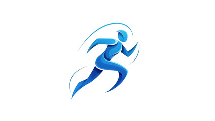 Fototapeta premium Blue abstract figure running fast motion blur effect runner speed