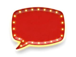 Bright red speech bubble with glowing lights