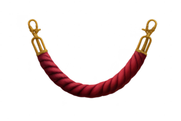 Velvet rope with golden clasps on transparent background illustration