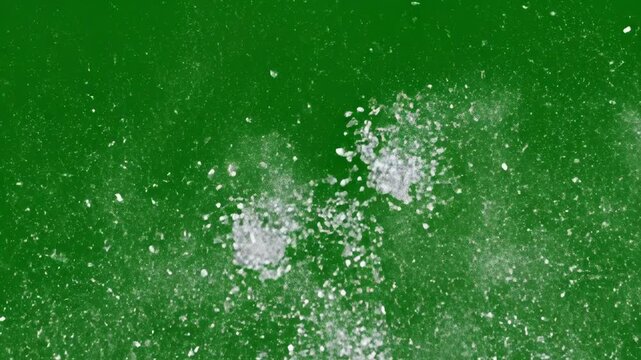 Green Screen Crushed Crystal Glass Dust Flowing as Shimmering Veil