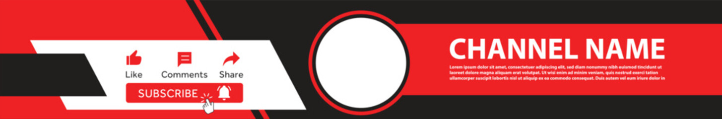 Modern Red and Black Channel Banner Template