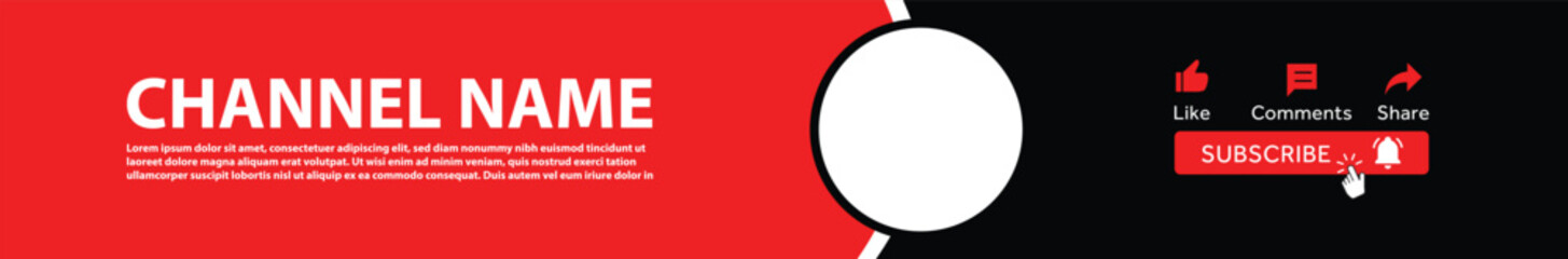 Modern Red and Black Channel Banner Template