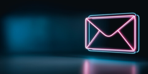 An illuminated digital envelope symbol glows with modern elegance against a sleek, gradient backdrop, capturing the essence of digital communication. 