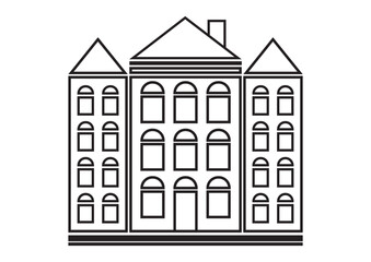 House Facade Line Icon black vector
