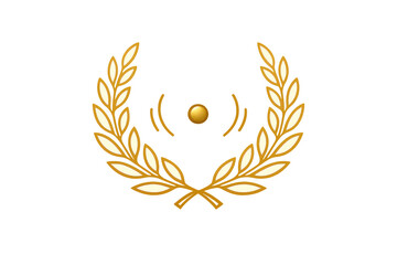 Golden Wheat Laurel with Signal, transparent background design asset.