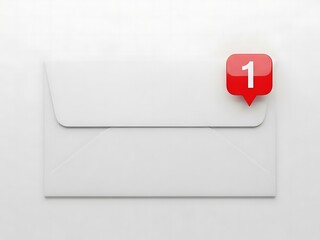 White envelope with red notification bubble indicating one new message