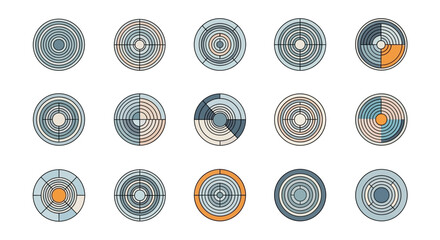 A collection of various circular target and crosshair graphic elements in different designs and colors, suitable for UI or game design.