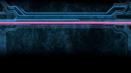 Cyberpunk Aesthetic Design: Captivating digital blueprint with neon accents against a backdrop of dark space, the scene suggests of technological innovation and futuristic aesthetics. 