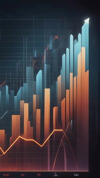 Abstract 3D bar graph representing financial growth and data analysis, with an upward trend line and a dark, futuristic background