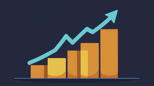 Abstract graphic illustrating continuous financial advancement and strategic market growth with a clear upward trajectory in a modern statistical chart