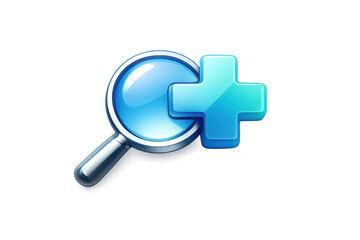 Obraz premium Zoom In Sign on a transparent background; Blue Plus Magnifying Glass