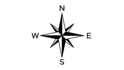 Fototapeta premium Minimal Compass Rose with Cardinal Directions Navigation Icon Illustration