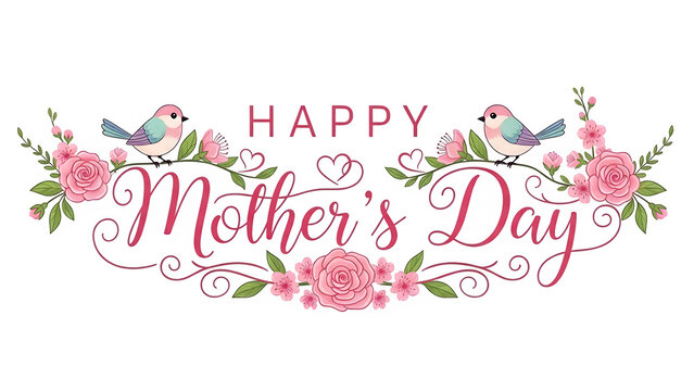 Happy mother s day greeting card isolated on transparent background - Powered by Adobe