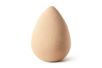 Beige makeup sponge isolated on transparent background studio shot.