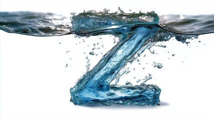 A mesmerizing water display where the letter "Z" takes shape, submerged and half floating in crystal-clear water.