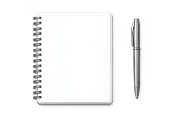 Notebook and Pen Image on transparent background for graphic design.