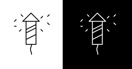 black and white illustration of fireworks icon 