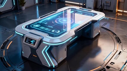 Futuristic control console in scifi room - Powered by Adobe