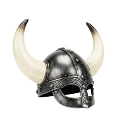 Viking helmet with large curved horns on black background horned helmet historical costume