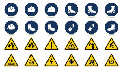 Workers wear protective gear and follow safety signs on construction site with warnings