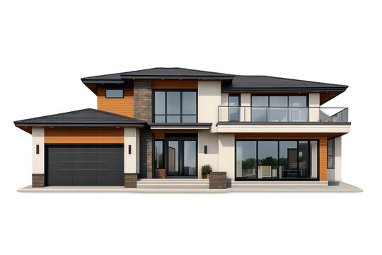Modern House with Balcony on a transparent background, Elegant Design