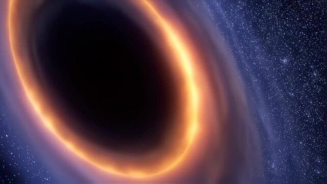 A mesmerizing, glowing, distorted ellipse in cosmic expanse, surrounded by starry space