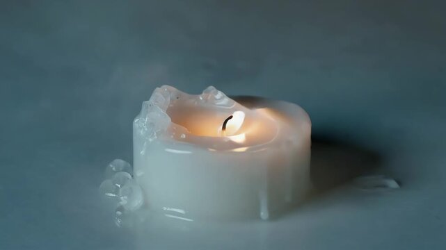 cene completely dark environment, minimal visual distractions, focusing attention entirely on the candleAction the candle burns steadily, flame flickers; then gradually, the flame exting 4K