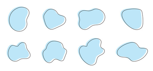 Random blob circles silhouette icon set. An arrangement of black organic shapes. Isolated on a white background.