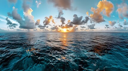 Sunset reflection on tranquil ocean water coastal view nature photography serene environment