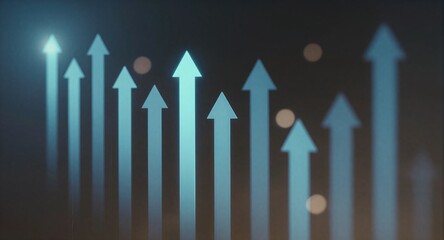 Blue arrows ascend against dark backdrop, symbolizing growth and progress in business or finance.