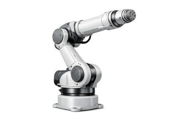 Fototapeta premium Industrial robotic arm on a transparent background product rendering.