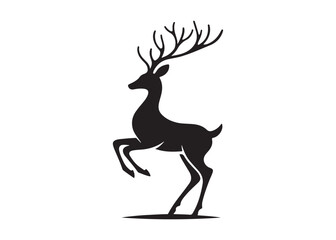 Fototapeta premium reindeer logo silhouette vector, deer silhouette vector illustration, christmas reindeer silhouette vector, wild animal reindeer logo silhouettes vector on a white background