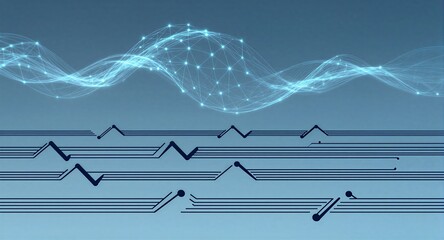 Floating cloud network above circuit board, symbolizing digital connectivity and data flow.