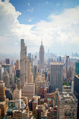 New York skyline panorama, Manhattan, with Empire State Building, view from the Top of the Rock