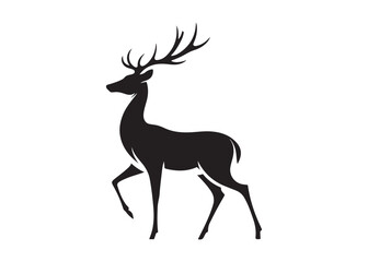 reindeer logo silhouette vector, deer silhouette vector illustration, christmas reindeer silhouette vector, wild animal reindeer logo silhouettes vector on a white background