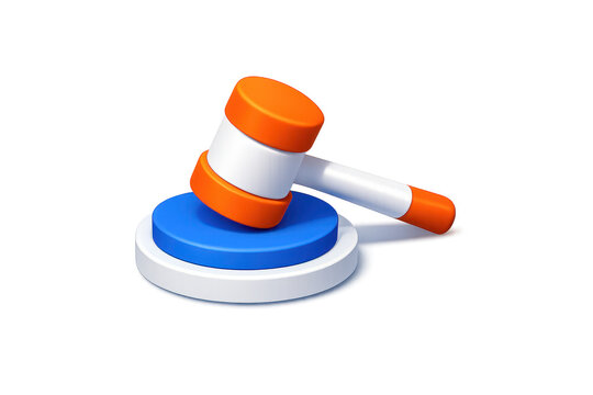 Orange and White Gavel on Stand with Transparent Background Image