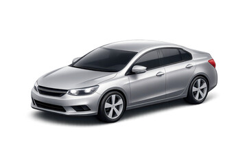 Fototapeta premium Sleek Silver Car Rendering on a transparent background Stock Image