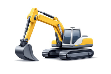Fototapeta premium Yellow Excavator Illustration with a transparent background for design.