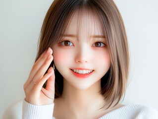 Smiling Young Woman with Natural Makeup and Clear Skin