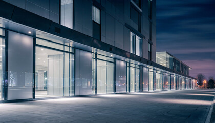 高級感のある夜のモダン建築外観