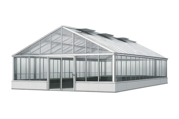 Obraz premium Modern greenhouse design, transparent background, white and glass frame