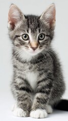 Obraz premium cute kitten studio portrait, white background, professional lighting, clean minimal composition, vertical