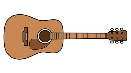 Brown acoustic guitar on white background for music concept