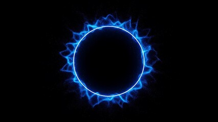 Blue Electric Circle on Black Background