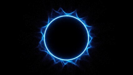 Glowing Blue Circle with Electric Effect on Black Background